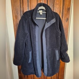 LL.Bean Sherpa Fleece Coat Size 1x In Navy